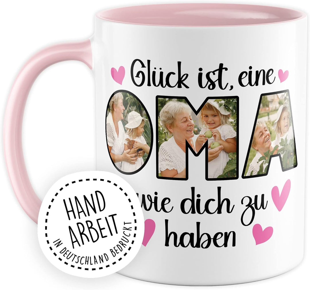 Oma Tasse personalisiert mit Bild, Glück ist eine Oma wie dich zu haben, Geschenk personalisierbar G