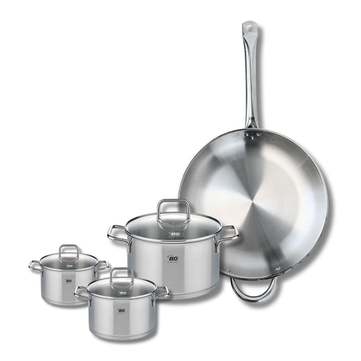 ELO 9500050 Kochgeschirr-Set, 4-teilig, 1 Bratpfanne 32 cm und 3 Kochtöpfe 12, 14 und 20 cm Elo Prof