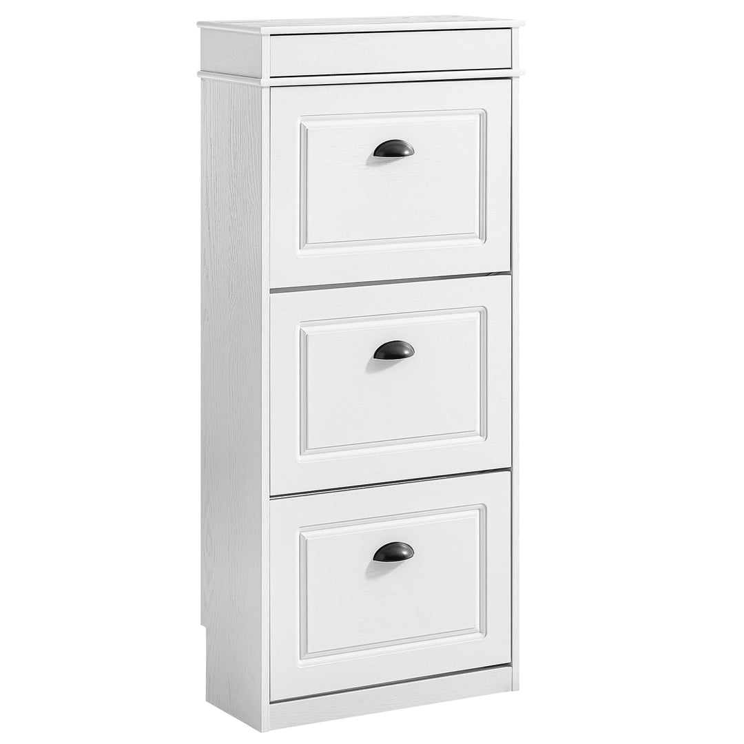 SoBuy Schuhschrank Schmal mit 3 Klappen - Schmaler Schuhkipper, Verstellbares Schuhregal für Flur &