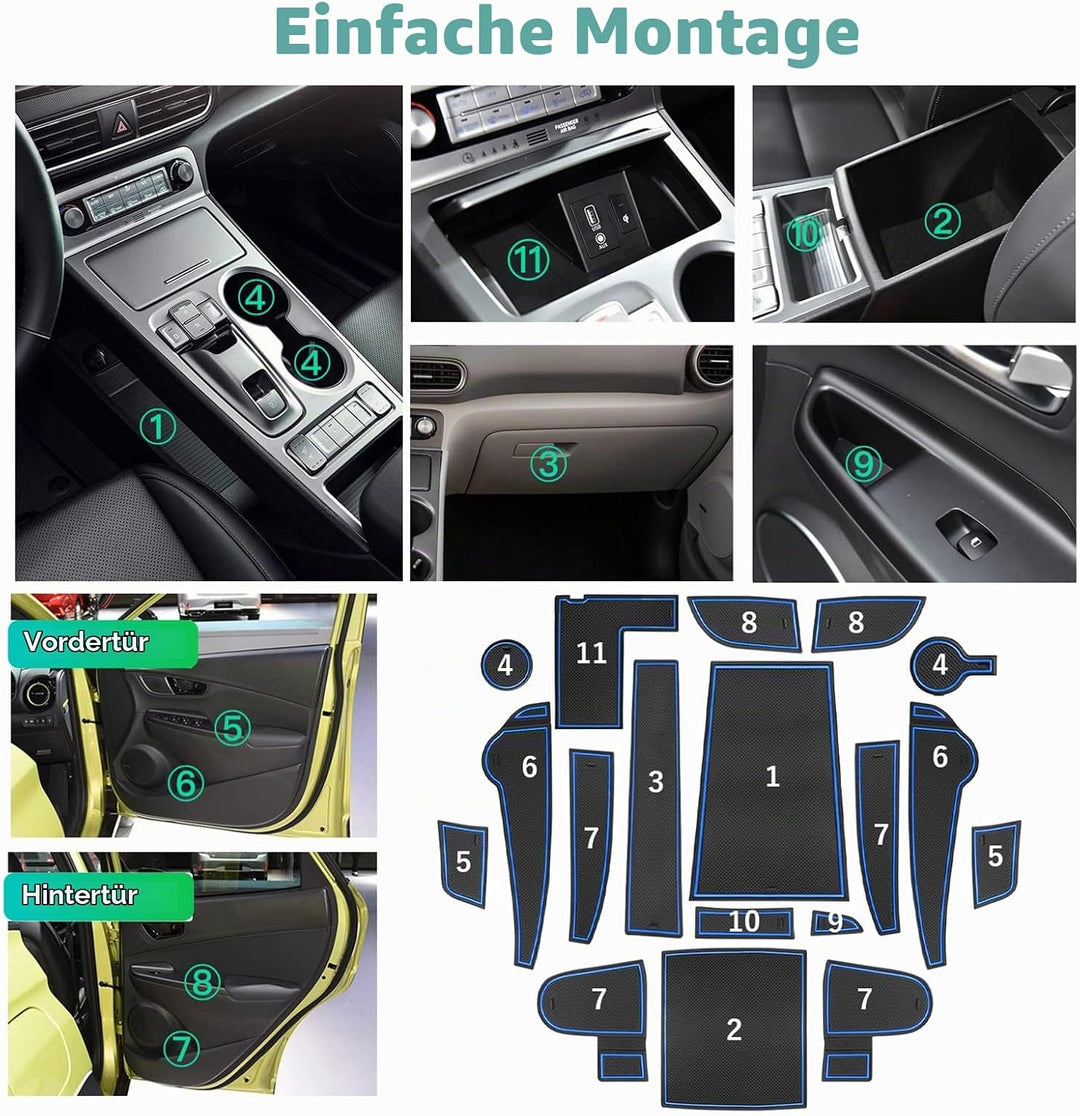 GAFAT 2019-2022 2023 Hyunda-i Kona Elektro EV Electric Antirutschmatten, Kona EV Gummimatten für Mit
