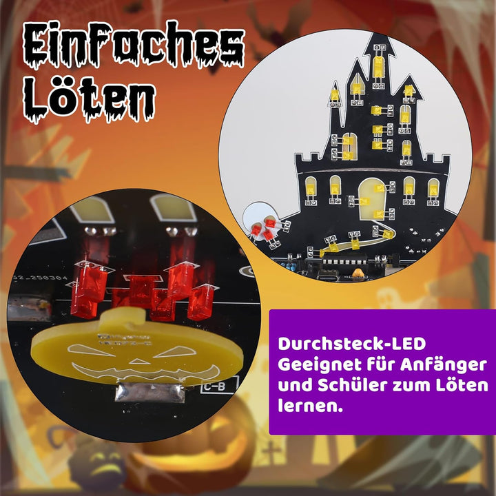 PEMENOL Halloween Burg Löt bausatz Musik Kürbis Skelett Leuchte Elektronik Bausatz mit Atmende LED L