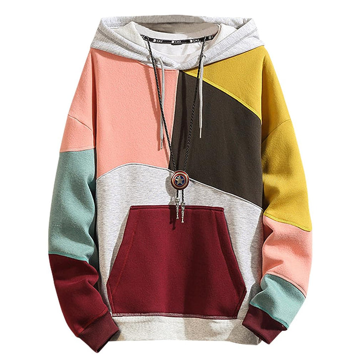 Hoodie Herren Kapuzenpullover Pullover，Herren Techwear Hip Hop Patchwork Unisex Streetwear Sweatshir