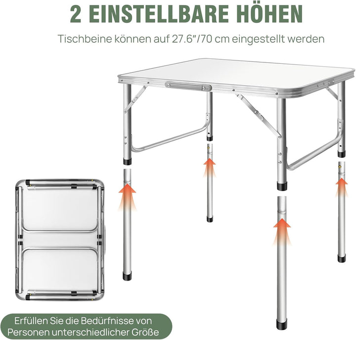 HSHa Buffettisch Tisch Klappbar Campingtisch Klapptisch Verstellbare Höhe 33/70cm, Camping-Aluminium