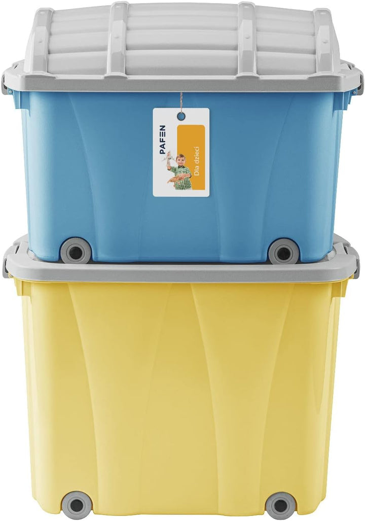 PAFEN Piraten Spielzeugkisten SET – 2x Schatzkiste 49l + 62l mit Rollen - Spielzeugbehälter Aufbewah