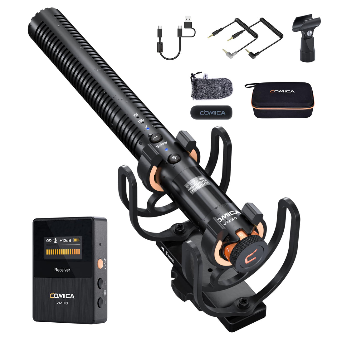 COMICA VM30 Kamera Mikrofon mit kabellosen Modi, Super-Kardioid Kondensor Shotgun Video Mikrofon mit