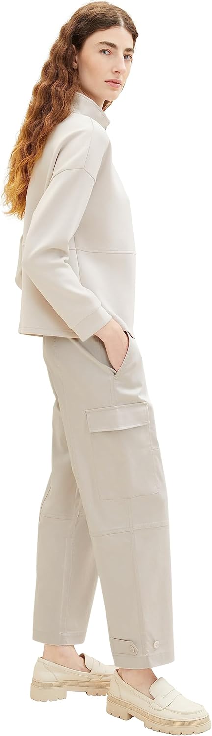 TOM TAILOR Damen Barrel Fit Cargo Hose 36W / 28L 16339-clouds Grey, 36W / 28L 16339-clouds Grey