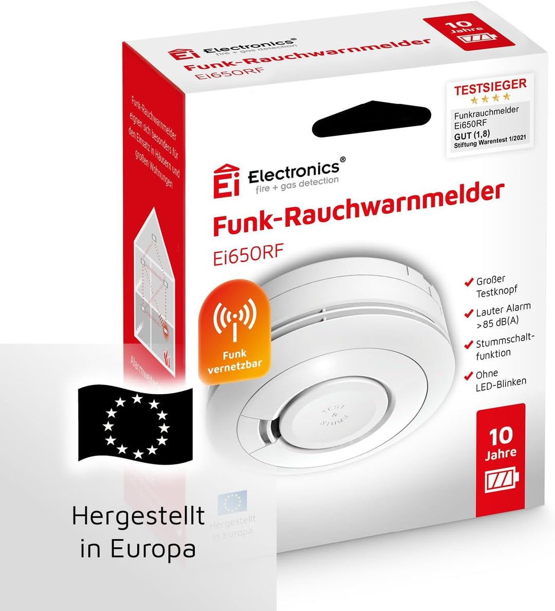 Ei Electronics Ei650RF Funkrauchmelder (mit 10-Jahres-Batterie, Testsieger Stiftung Warentest, 1 Stü