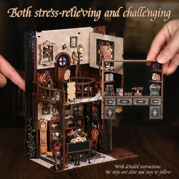 Book Nook Kit, DIY Miniatur Haus Puppenhaus Bausatz Bücherregal Deko für Jugendliche und Erwachsene（