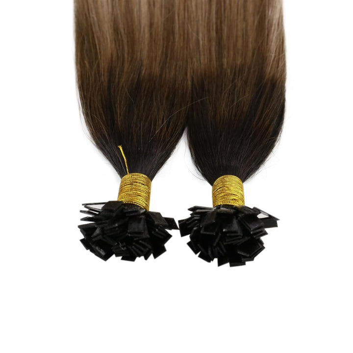 Ugeat Bonding Extensions Echthaar Dunkelbraun Extensions Echthaar Bondings Flat Tip Balayage Braun K
