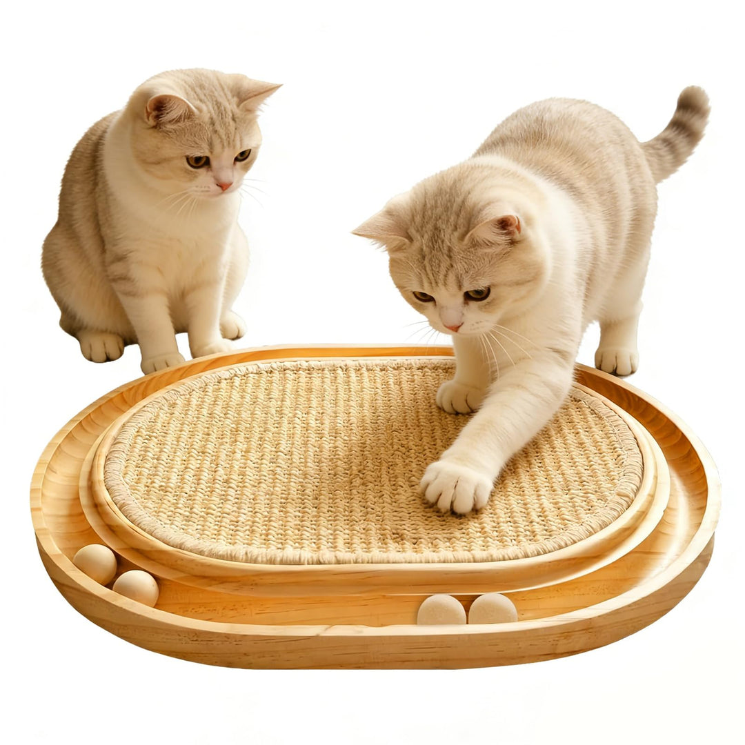 Tmefoy Sisal Kratzbrett, 2 in 1 Katzen Spielzeug, Massives Kiefernholz &amp; Natürliche Sisal Pad, 43x33