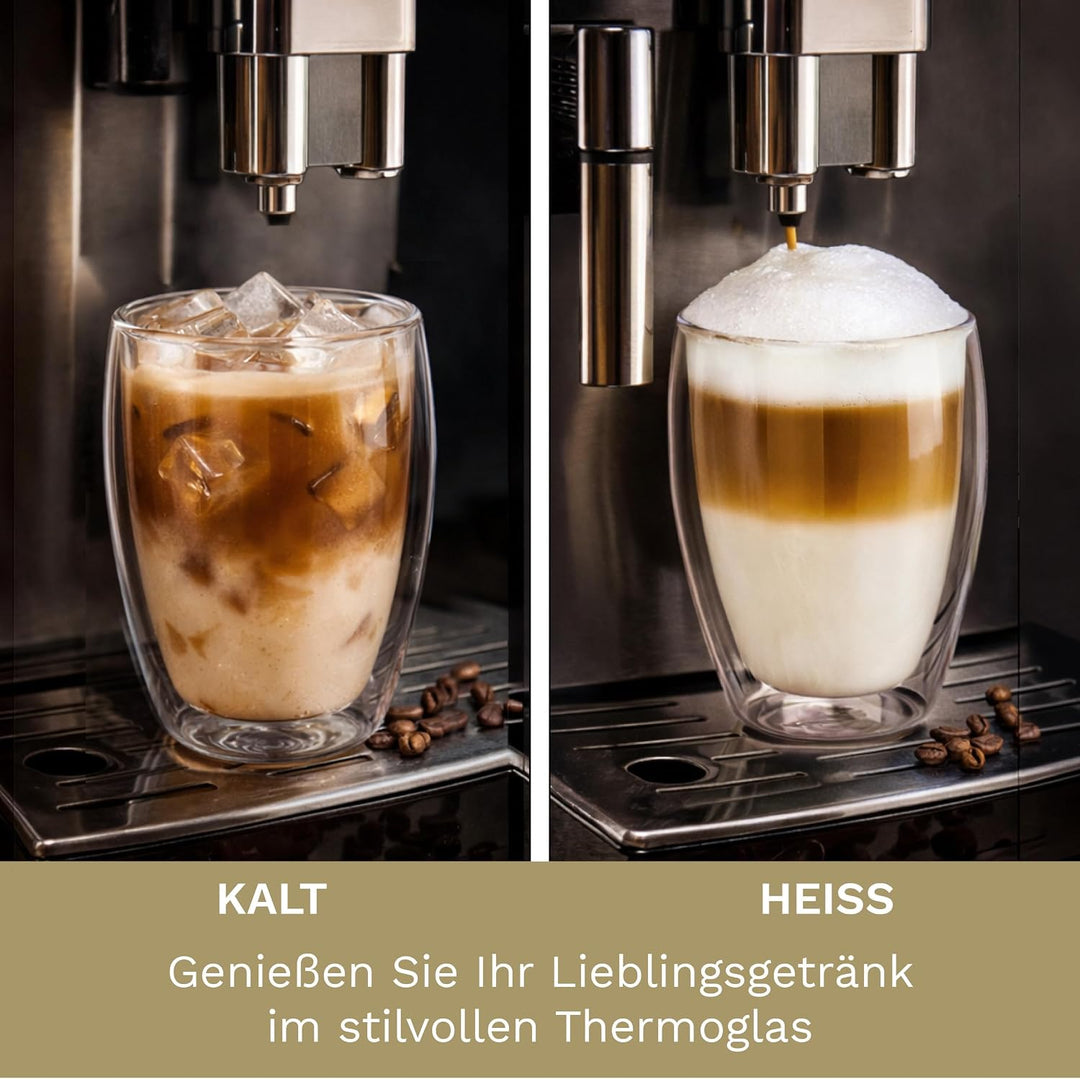 Creano doppelwandige Gläser 250ml - Glas Becher doppelwandig - Thermoglas - Doppelwandgläser im 6er