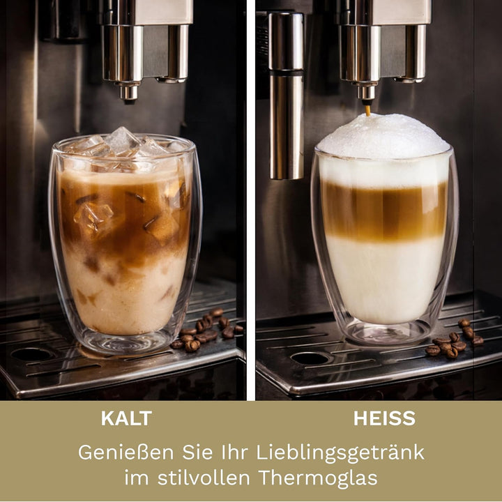 Creano doppelwandige Gläser 250ml - Glas Becher doppelwandig - Thermoglas - Doppelwandgläser im 6er