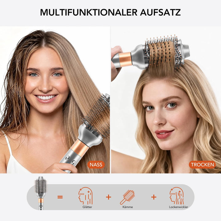 Grosse runde Volumenbürste für Dyson Airwrap, Kompatibel mit HS01/HS05/HS08 | Ovale Titan-Volumenbür