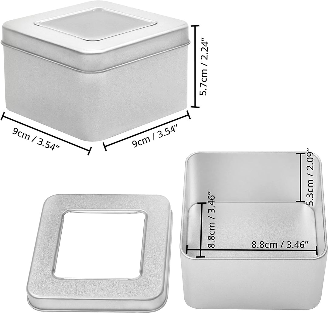 Kurtzy Silber Metalldosen mit Deckel (10er Pack) 9x9xH5,7cm Kleine Metall Boxen Tragbare Leere Metal