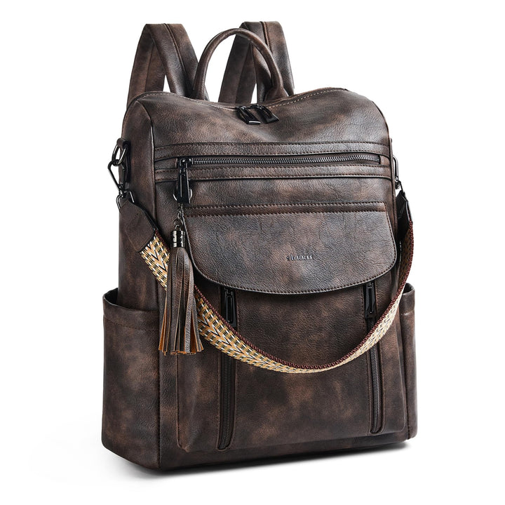 Shrrie Laptop-Rucksack für Damen, 15,6 Zoll Reise-Rucksack aus Leder, Handgepäck-Rucksack Computerta
