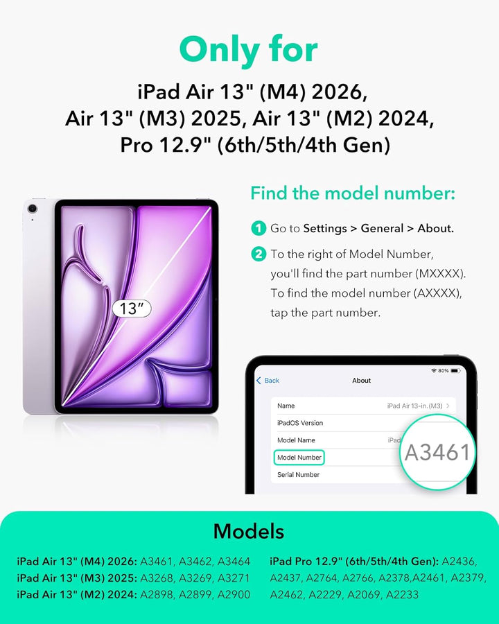 ESR für iPad Air 13 Zoll M4/M3/M2 Hülle (2026/2025/2024) und iPad Pro 12.9 (2022/2021/2020), Magnetb