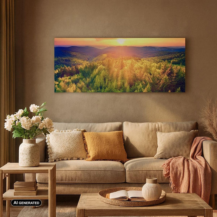 Wandbilder Dekoration Wohnzimmer Berge Natur Panorama Bilder auf Leinwand 120x50cm Leinwandbild mit