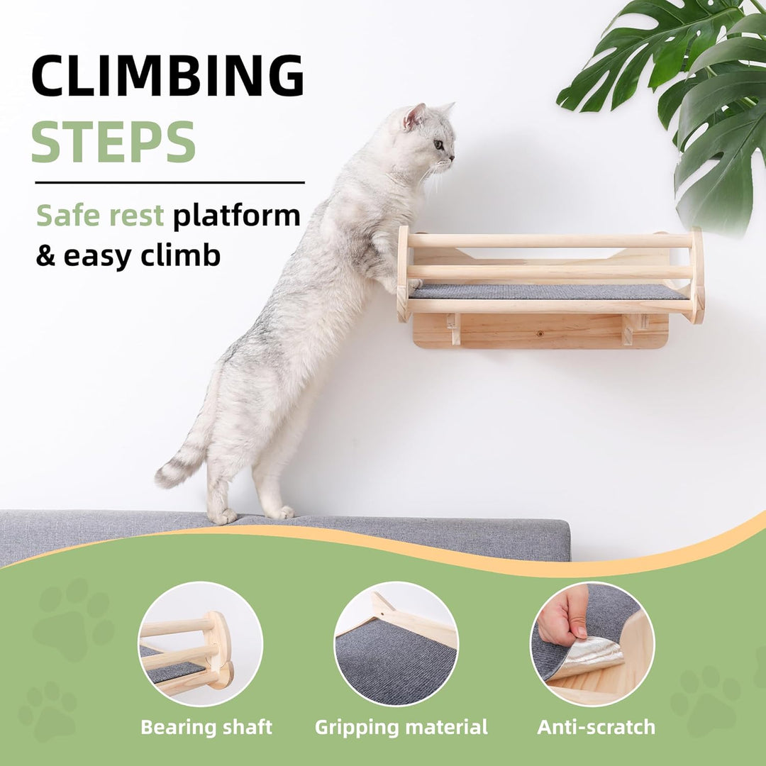 Kiefer-Katzen-Wandregale mit Kratzmatte, Platzsparendes Regal für Katzen katzen wand, katzen wand