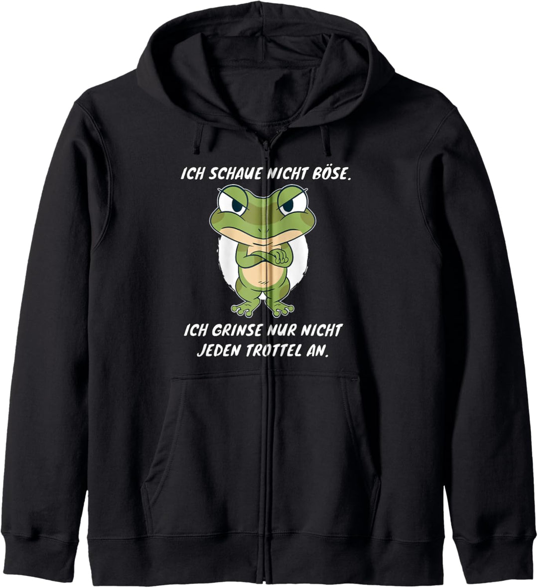 Lustiger Spruch Frosch Sarkasmus | Schaue nicht böse Trottel Kapuzenjacke