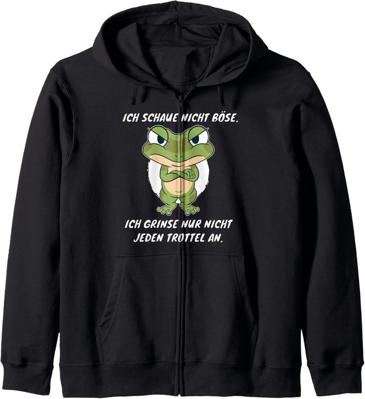 Lustiger Spruch Frosch Sarkasmus | Schaue nicht böse Trottel Kapuzenjacke