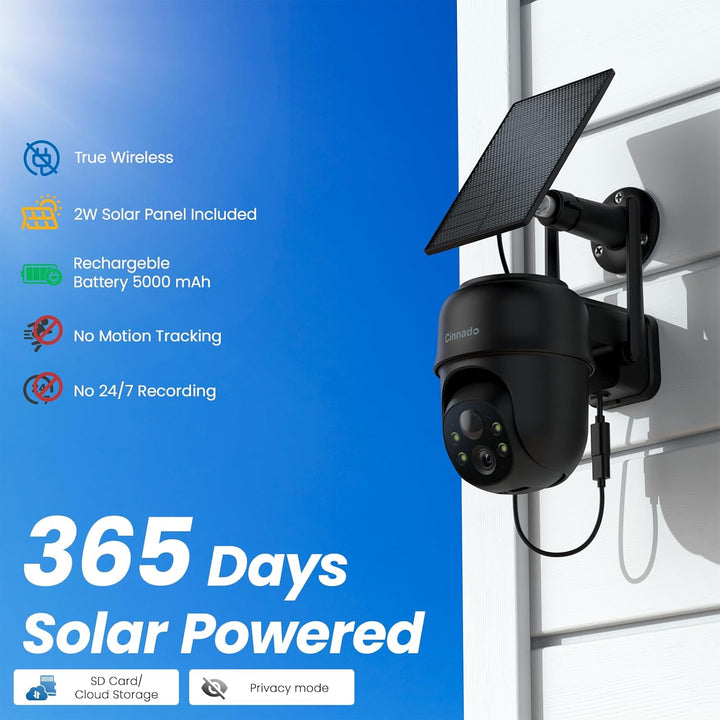 Cinnado überwachungskamera aussen akku solar - 2K kamera überwachung aussen wlan kabellos solarpanel