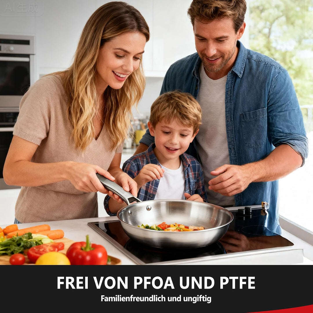 ROVSUN 10-teilig Topfset und Pfannenset aus Edelstahl induktionsgeeignet für alle Herdarten, Spülmas