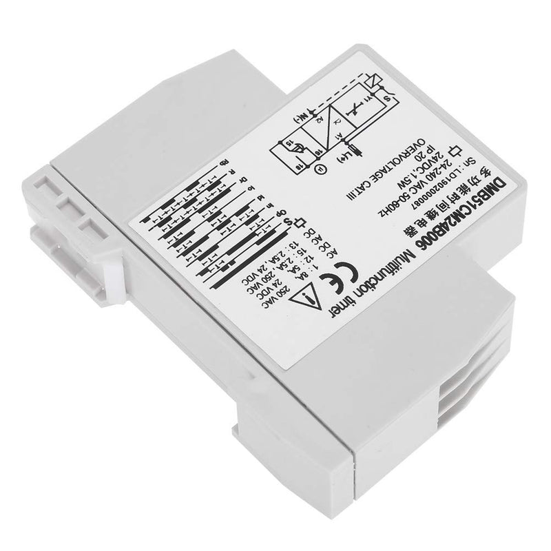 Zeitrelais,Time Relay DC 24V & AC 24-240V Mehrspannungs Zeitrelais Verzögerungsschalter AUS mit 7 Fu