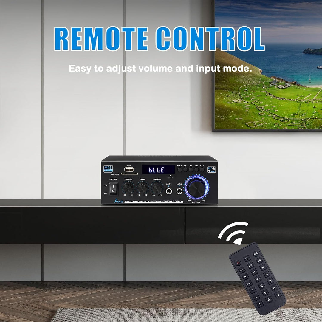 Stereo-Empfänger und Verstärker, Heim-Audio, Bluetooth, 5.0 A, Heimverstärker, FM-Radio, USB, SD-Kar