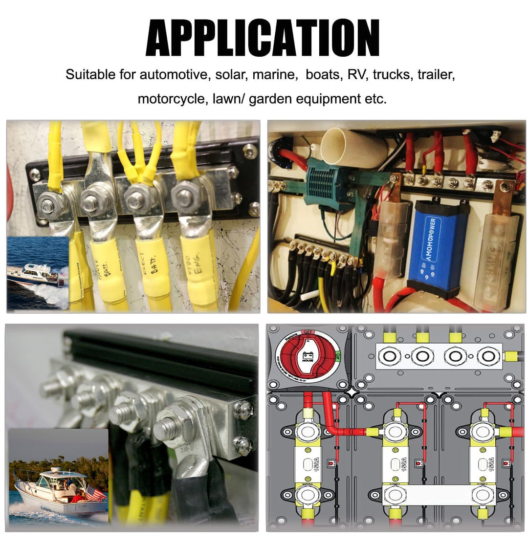 Gloaso Kupfer Sammelschiene Batterie Busbar 12V-48V DC 600A mit 4x M10 Stromverteilerblock für Kfz W