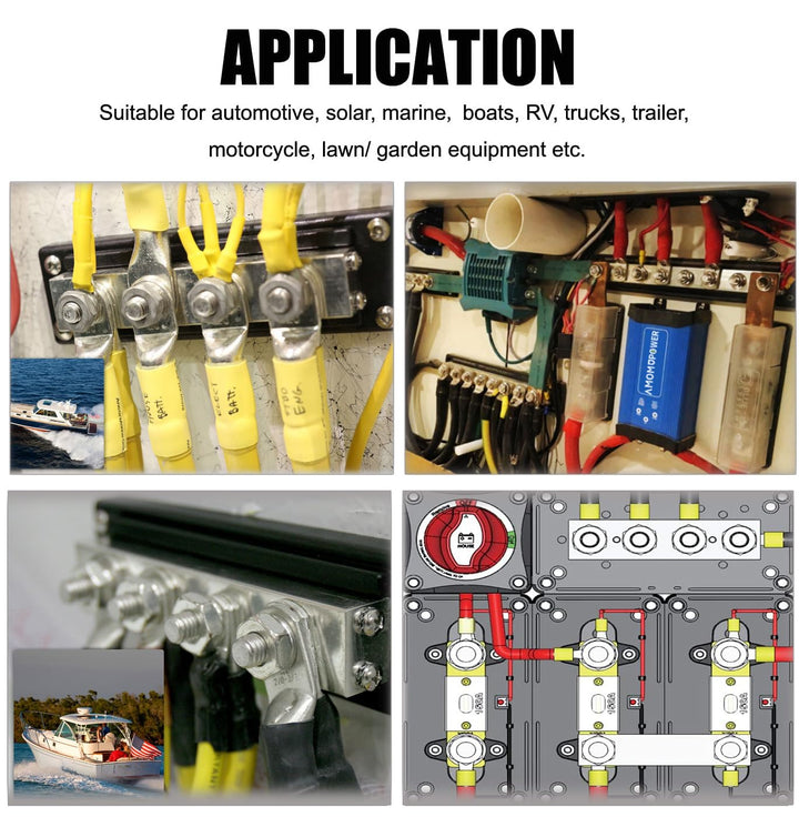 Gloaso Kupfer Sammelschiene Batterie Busbar 12V-48V DC 600A mit 4x M10 Stromverteilerblock für Kfz W
