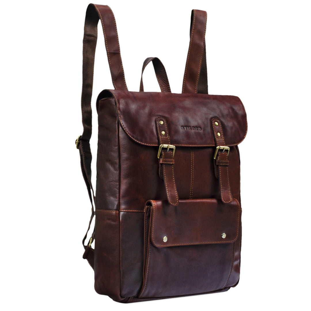 STILORD 'Manila' Vintage Leder Rucksack Damen Herren XL Lederrucksack DIN A4 braune Rucksackhandtasc