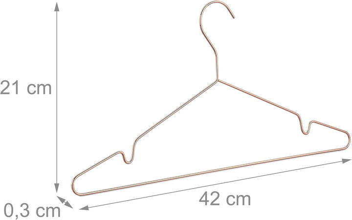 Relaxdays 100 x Kleiderbügel roségold, dünn, Elegante Drahtbügel für Tops, glänzende Bügel, platzspa