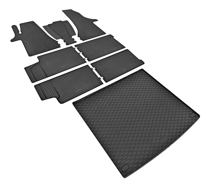 Z4L Gummifussmatten und Kofferraumwanne EIN Set geeignet für VW T6.1 Transporter/Caravelle 8/9 Sitze
