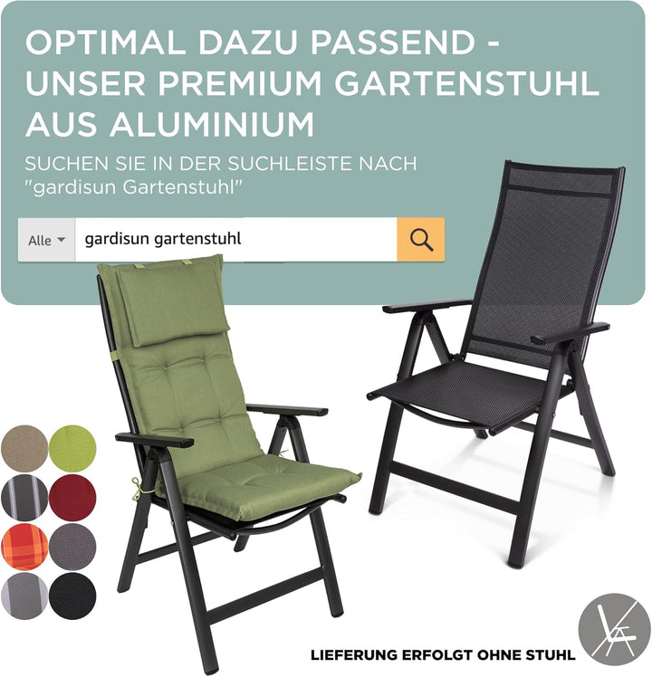 Gartenstuhlauflagen Hochlehner mit Kopfteil I Extra Dicke Sitzauflagen I Made in EU I Polsterauflage