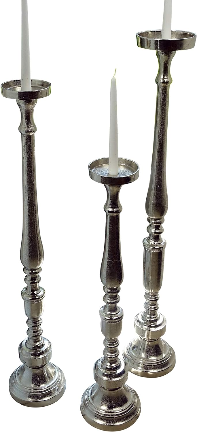 Kerzenständer Kerzenhalter Aluminium Deko Gross Silber Raw - Kerzenleuchter Modern aus Metall - XXL