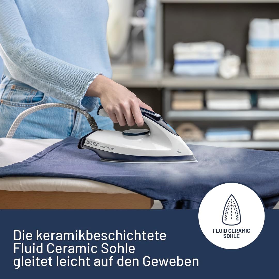Imetec Rapidvapor Plus - Dampferzeuger-Bügeleisen, betriebsbereit in 1 Minute, 1,2 L Tank, Sohle mit