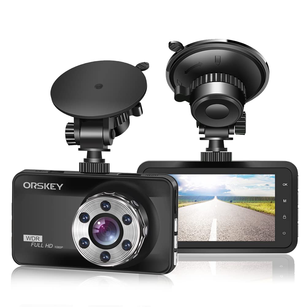 ORSKEY Dashcam Auto 1080P Full HD Autokamera DVR Dashboard Kamera Videorecorder Auto Kamera vorne Da