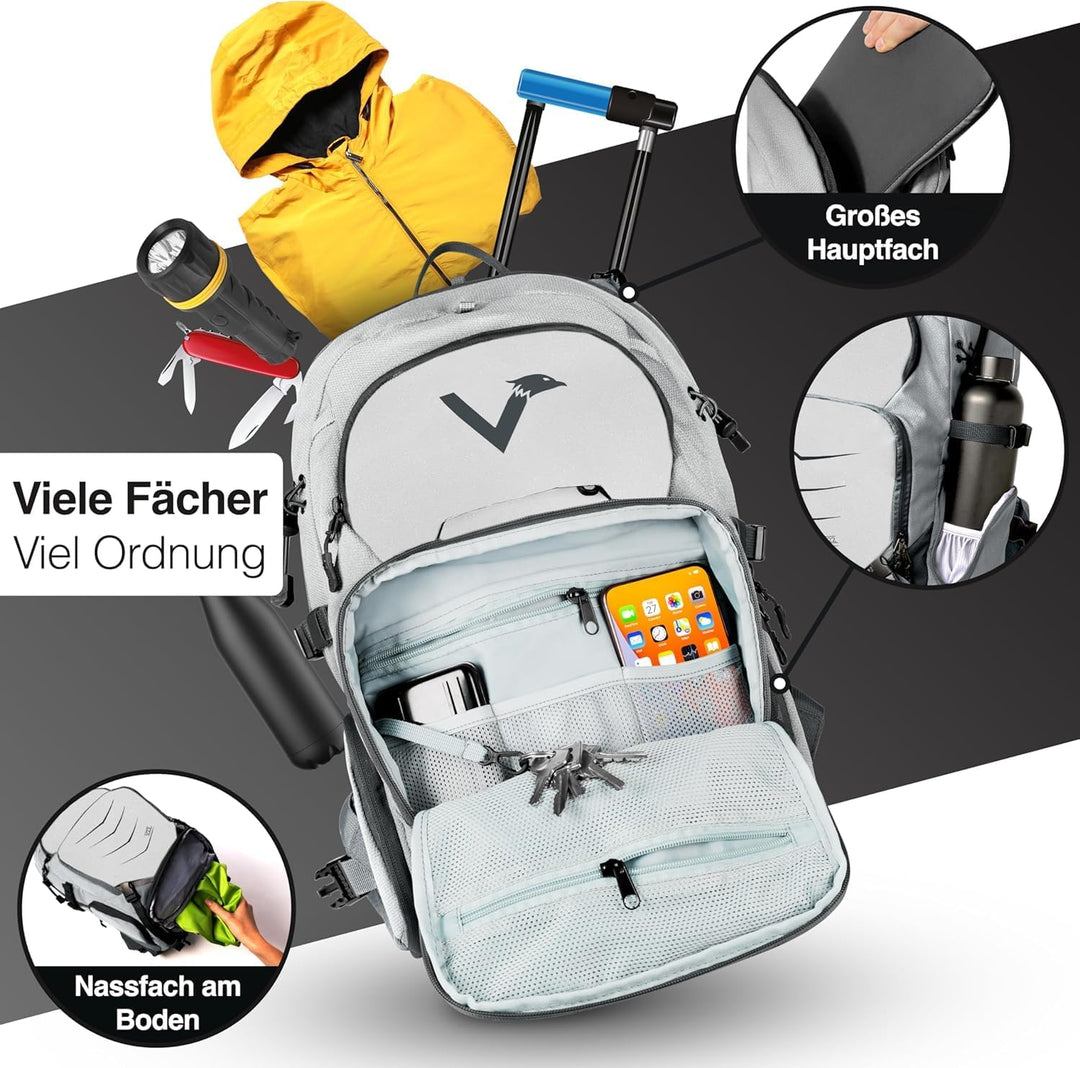 Valkental - Innovativer Rucksack mit perfekter Aufteilung (22L) Erweiterbares Volumen (Kein Schwitze