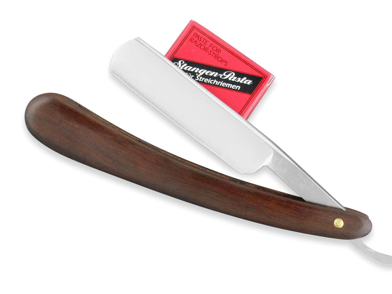 Set Rasiermesser Hohlschliff + Holzgriff mit Schleif-Paste aus Solingen 2-Teilig