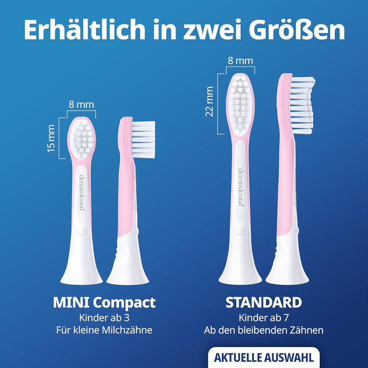 demirdental Kinder Ersatzbürsten passend für Philips Sonicare Kids, Bürstenköpfe ab 7 Jahre, entspri