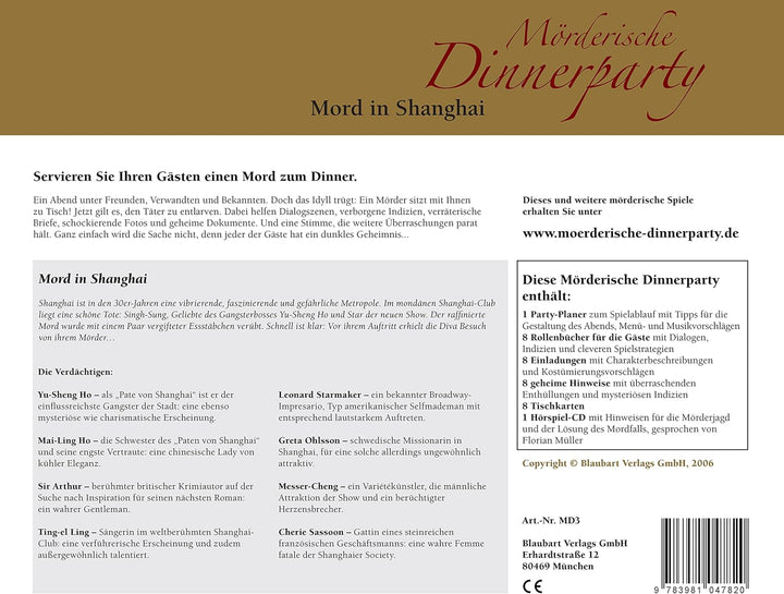 Mörderische Dinnerparty – Mord in Shanghai - Krimidinner für zuhause für 6 bis 8 Personen/ spannende