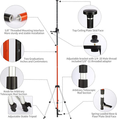 Teleskopstativ mit Halterung für Laser, Nivellierung von Rotations- und Linienlasern
