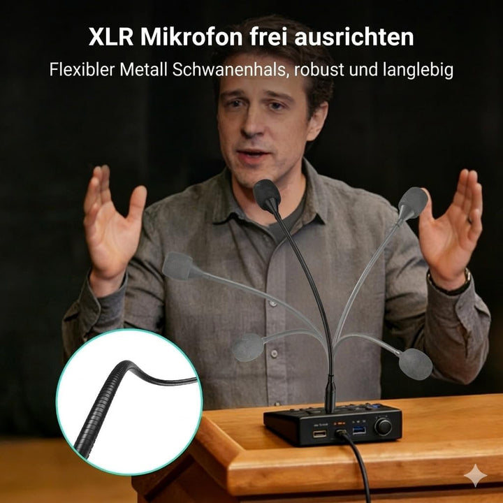 Cubilux XLR Schwanenhalsmikrofon mit Mute Taste, 19 Zoll dynamisches XLR Mikrofon mit Nierencharakte
