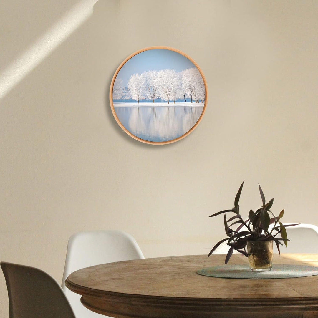 FOMIYES Runder Wand-Bilderrahmen aus Holz, 35 cm, DIY-Gemälde, Ausstellungsrahmen, runder Bilderrahm