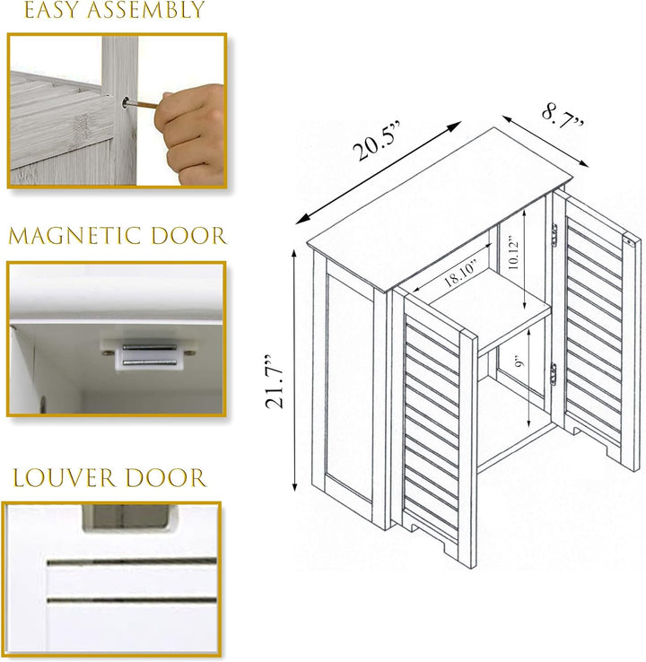 Tendance Bathroom Wall Cabinet - 2 Doors - White