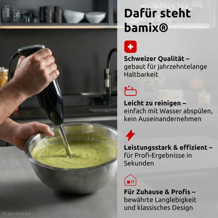 bamix Stabmixer Set M350 MAXX inkl. Multifunktions-, Fleisch-, Gemüsemesser, Quirl, Schlagscheibe au