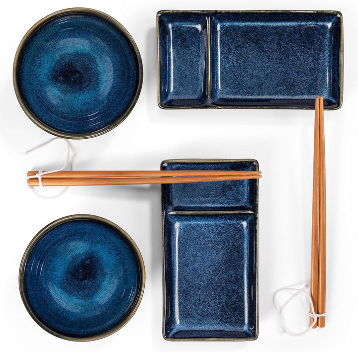 Urban Lifestyle Sushi Geschirr Set Misaki Marinblau 2 Personen, Sushi Set Japanischer Geschirr für M