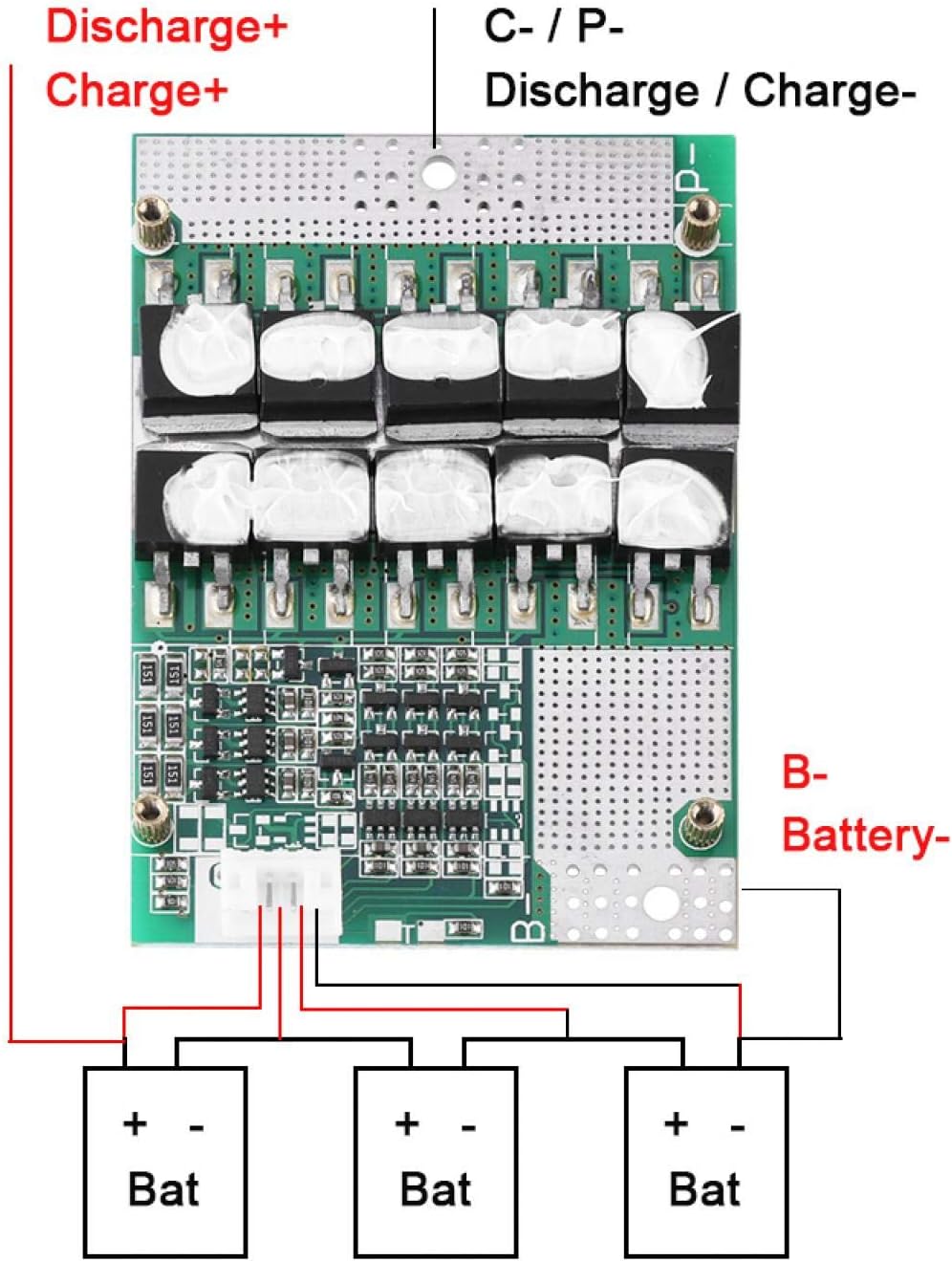 Li-Ion 18650 Batterieschutzplatine, 3S 11,1 V/12 V/12,6 V 50 A Batterie BMS PCB-Schutzplatine mit Wa