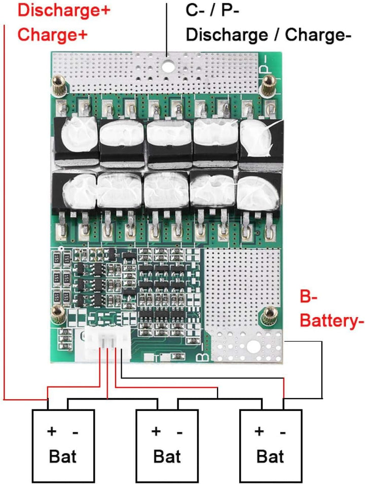 Li-Ion 18650 Batterieschutzplatine, 3S 11,1 V/12 V/12,6 V 50 A Batterie BMS PCB-Schutzplatine mit Wa