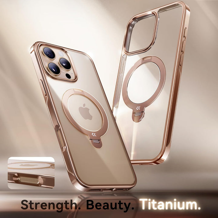 CASEKOO Titan Wüstensand Original für iPhone 16 Pro Hülle mit MagSafe [360° Drehständer] [Kratzfest